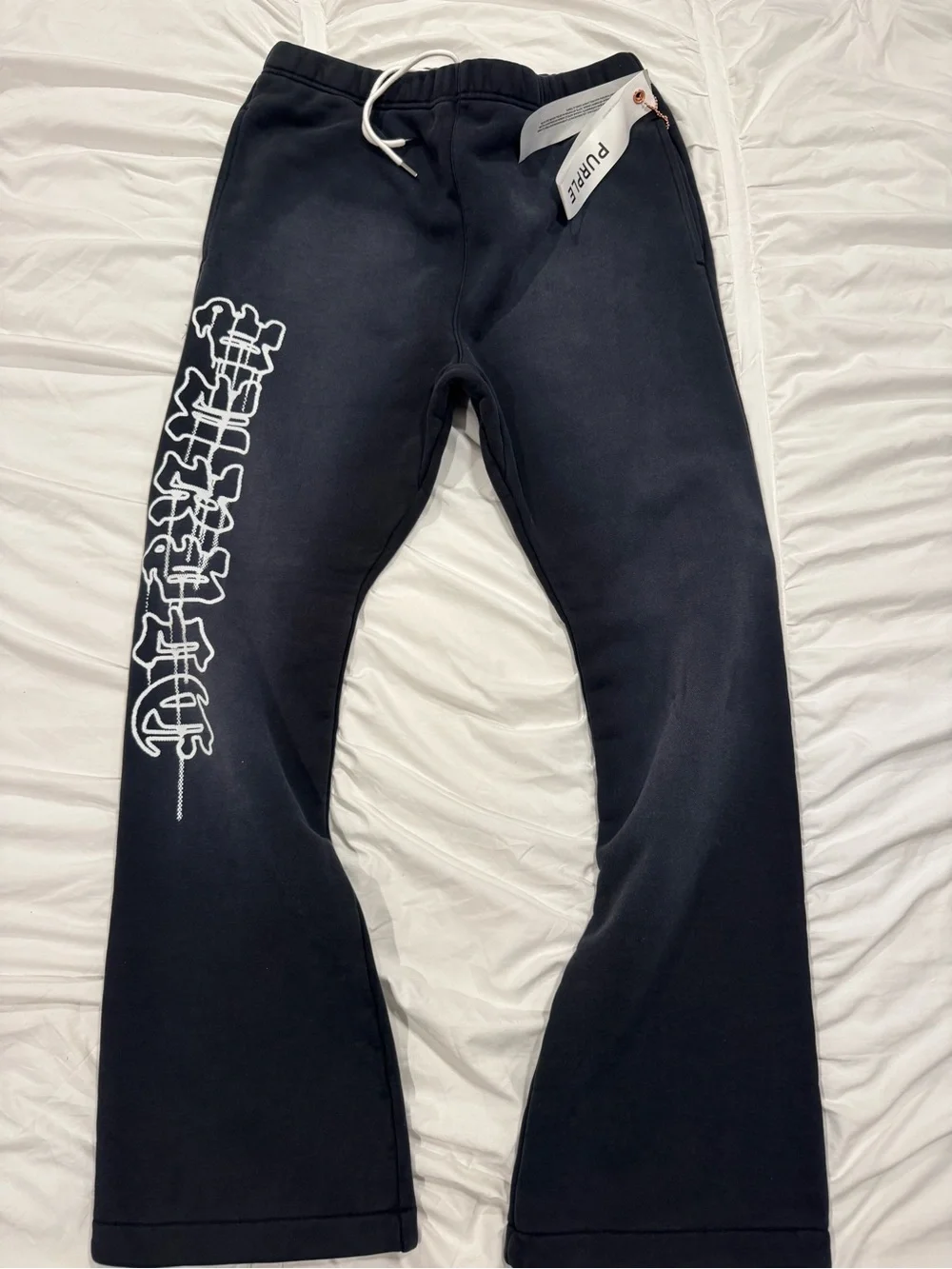 Purple Brand Black Graphic Joggers with White Side Print